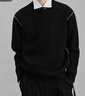 GXG男裝  撞色線(xiàn)衫雪尼爾毛衣通勤保暖 24年冬 黑色 175/L 曬單實(shí)拍圖