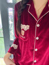 達芬奇密碼蕾絲睡衣女士秋冬季新款長(cháng)袖金絲絨韓版家居服大碼紅色本命年套裝 熱頌紅【蕾絲襯衫領(lǐng)】 L （適合105-125斤） 曬單實(shí)拍圖