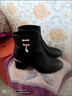 富貴鳥(niǎo)中年女鞋粗跟真皮短靴女款厚底增高皮靴女靴軟底媽媽鞋加絨可選 黑色【跟高4CM】 41 曬單實(shí)拍圖
