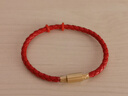 周大福 男款 不銹鋼扣手繩/皮繩 紅色 18.75cm YB19 曬單實(shí)拍圖