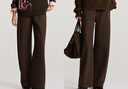ELLE咖色高腰顯瘦寬松闊腿休閑褲女2025冬裝新款小個(gè)子氣質(zhì)牛仔褲 咖色 M 曬單實(shí)拍圖