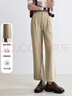 百圖betu女裝秋新款曠野美拉德高腰純棉翻邊直筒褲褲子女2409T80 卡其色 M 曬單實(shí)拍圖
