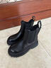 百麗切爾西靴女新款女靴冬英倫風(fēng)厚底短靴煙筒靴X2G2DDD3 黑色毛里 36 曬單實(shí)拍圖