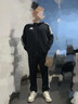 阿迪達斯（adidas）長(cháng)褲男女秋季寬松透氣直筒褲跑步運動(dòng)防風(fēng)休閑褲 黑白 M 曬單實(shí)拍圖