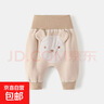 嬰兒加絨大PP褲秋裝外穿洋氣休閑褲外出高腰護肚男女寶寶褲子春秋 QY082杏 90 曬單實(shí)拍圖