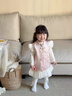 班喜迪女童春裝連衣裙嬰兒寶寶國風(fēng)漢服裙子套裝周歲禮服兒童公主裙春秋 粉色 90 曬單實(shí)拍圖