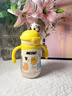 布比熊 BUBBLE BEAR兒童保溫杯嬰兒寶寶直飲吸管316不銹鋼水杯幼兒園1-3歲兒童保溫杯 萌趣貓保溫杯(檸檬黃) 300ml +吸嘴+背帶 曬單實(shí)拍圖