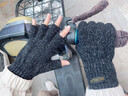 SOMUBAY男士半指五指手套秋冬季保暖騎行開(kāi)車(chē)露手指可觸屏寫(xiě)字打字手套冬 炭灰色【半指款】 XL 曬單實(shí)拍圖