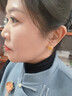 小銀匠雞油黃蜜蠟S925銀平安扣琺瑯彩耳釘女新中式國風(fēng)耳飾耳環(huán)新年禮物 曬單實(shí)拍圖