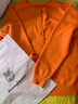 鹿王戀雪純羊毛針織開(kāi)衫女春秋薄款毛衣外套100羊毛衫外搭寬松短款上衣女 愛(ài)馬橙色 3XL 適合140-150斤 曬單實(shí)拍圖