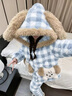 另約睡衣女秋冬季新款三層夾棉加絨加厚卡通珊瑚絨冬天外穿高級家居服 A69511 格子小狗 L 曬單實(shí)拍圖