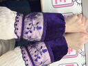 途尊新款秋冬金絲絨短款袖套女士辦公防臟袖筒韓版蕾絲拼接羽絨服護袖 新金絲絨短款（紫色） 曬單實(shí)拍圖