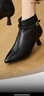 意爾康女靴羊皮尖頭細高跟踝靴氣質(zhì)通勤短靴女 26658W 黑色    36    曬單實(shí)拍圖