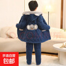 兒童夾棉睡衣加厚新款女童可愛(ài)小熊三層男童法蘭絨家居服套裝加絨 午夜藍考拉 175 L建議身高（165-175 曬單實(shí)拍圖