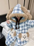 另約睡衣女秋冬季新款三層夾棉加絨加厚卡通珊瑚絨冬天外穿高級家居服 A69511 格子小狗 L 曬單實(shí)拍圖