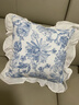 微光里 沙發(fā)抱枕法式浪漫田園荷葉邊木耳邊花邊抱枕靠枕沙發(fā)床頭抱枕套 【方形45*45】藍繡花邊抱枕 曬單實(shí)拍圖