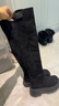 星期六絨面長(cháng)筒靴2025新款厚底冬季高筒靴西部復古騎士靴彈力瘦瘦過(guò)膝靴 曬單實(shí)拍圖