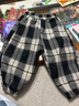 G.duck小黃鴨童裝女童褲子春秋新款兒童休閑褲女寶寶洋氣小熊格子長(cháng)褲潮 黑色春秋 100 建議90-100cm3-4歲 曬單實(shí)拍圖