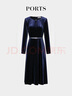 PORTS寶姿女裝2025秋冬新款縫制針織長(cháng)袖中長(cháng)連衣裙ALQ9D017UWQ056 丈青色 XS （2） 曬單實(shí)拍圖