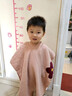 暖優(yōu)兒童浴巾斗篷連帽純棉紗布男女童游泳可穿式浴袍吸水寶寶全棉浴衣 粉花:120x60貝爾斗篷(適合身高90-110CM) 曬單實(shí)拍圖