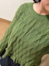 闊色（kuose）綠色鏤空長(cháng)袖針織衫喇叭袖上衣短款毛衣2025秋季穿搭新款女裝 綠色 M 曬單實(shí)拍圖