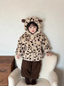 G.duck小黃鴨女童豹紋皮草外套2026新款兒童加絨連帽毛毛衣水貂絨冬裝 豹紋色 150 (建議135-145cm 10-11周歲） 曬單實(shí)拍圖