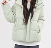 鴨鴨時(shí)尚短款羽絨服2025年冬季新款百搭小個(gè)子連帽面包服保暖泡芙外套 薄荷青提綠 S /155(建議選擇80-105斤) 曬單實(shí)拍圖