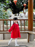 英氏（YEEHOO）女童裙子加絨秋冬保暖女童連衣裙長(cháng)袖裙子喜慶拜年服 新年紅 110 cm（建議身高100-110cm） 曬單實(shí)拍圖