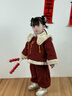 拜年服女童套裝冬季加厚2025新款洋氣兒童衣服小女孩新年兩件套 紅色 110 cm 曬單實(shí)拍圖