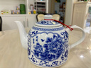 述意 景德鎮陶瓷大容量耐熱泡茶壺涼水壺 大號高溫青花陶瓷大茶壺茶 1.8升花開(kāi)富貴+過(guò)濾網(wǎng) 曬單實(shí)拍圖