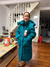 鴨鴨兒童羽絨服中大童中長(cháng)款外套加厚 孔雀藍 150 曬單實(shí)拍圖