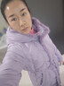 YINER音兒專(zhuān)選2025春季新款時(shí)尚長(cháng)款加厚保暖水貂毛條連帽羽絨服 煙灰紫 M 曬單實(shí)拍圖