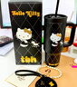 野獸派家居（tbh）杯子Hello Kitty巨無(wú)霸不銹鋼吸管保溫杯大容量水杯禮物 巨無(wú)霸不銹鋼吸管保溫杯 珠鏈印花 1200ml 曬單實(shí)拍圖