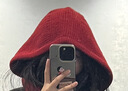 HG帽子圍巾一體冬季女圣誕紅色巴拉克拉法帽秋冬毛線(xiàn)帽針織連帽圍巾 圣誕紅色 曬單實(shí)拍圖
