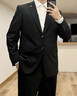 海瀾之家（HLA）西服套裝男春秋新輕商務(wù)經(jīng)典系列西裝套裝 黑色02【西服+西褲】 L 175/96B推薦138~150斤 曬單實(shí)拍圖