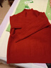 皮爾卡丹（pierre cardin）春秋季半高領(lǐng)毛衣女中年母親加厚大版100%純羊毛衫提花羊毛打底衫 紅色 XL (建議120-130斤) 曬單實(shí)拍圖