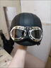 飛行員頭盔男女秋冬皮盔半盔哈雷復古安全帽眼鏡防風(fēng)鏡護耳款腳踏車(chē) 哈雷-啞黑 【配鍍銀風(fēng)鏡】亮面 曬單實(shí)拍圖