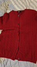 優(yōu)衣庫女裝紐花圓領(lǐng)針織開(kāi)衫/毛衣外套空調衫通勤秋冬新款481477 16 紅色 L 曬單實(shí)拍圖