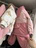 嘟嘟家寶寶加絨加厚套裝冬裝男童外套褲子兩件套女童衣服洋氣兒童戶(hù)外服 粉色 100 曬單實(shí)拍圖