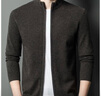 恒源祥【含羊毛】拉鏈開(kāi)衫外套男士立領(lǐng)針織衫休閑毛衣秋冬款 黑灰 3XL 曬單實(shí)拍圖