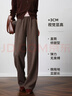Olrain【5折】醋酸針織休閑褲女裝秋季新款通勤寬松顯瘦長(cháng)褲 咖色 M 160/68A/M 曬單實(shí)拍圖