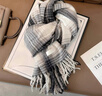 目丸圍巾冬季女高級感藍色格子披肩2025新款百搭韓系氛圍感學(xué)生圍脖男 藍灰色 曬單實(shí)拍圖