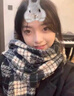 VISTIMAC復古格子圍巾女生冬季仿羊絨百搭加厚保暖長(cháng)款披肩兩用學(xué)生圍脖 黑色 曬單實(shí)拍圖