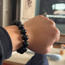 石傳百世天然黑曜石手串男女款金曜石水晶情侶手鏈生日禮物 曬單實(shí)拍圖