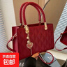 時(shí)尚休閑網(wǎng)紅爆款單肩斜跨立體新娘紅色輕奢女生生日禮物斜挎包包 紅色帶掛件 曬單實(shí)拍圖