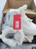 環(huán)球奶白色加絨高幫棉鞋女2025冬新款毛茸茸校園風(fēng)潮流休閑運動(dòng)鞋板鞋 曬單實(shí)拍圖