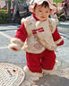 G.duck過(guò)年女寶衣服一歲寶寶冬裝喜慶洋氣嬰兒復古國風(fēng)唐裝拜年服套裝冬   套裝  加絨 90 cm 【建議22-28斤左右】 曬單實(shí)拍圖