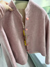 三彩【煙霞淺笑】2025冬季新款綿羊毛雙面呢大衣寬松短款外套C 煙粉色 M 160/84A 曬單實(shí)拍圖