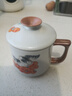 兮元記柿子貓陶瓷水杯高顏值馬克杯帶蓋女士辦公杯喝水杯子花茶杯高檔 柿子貓米黃汝窯言宋水杯-350ml 曬單實(shí)拍圖