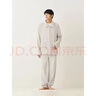 MUJI男式 暖柔家居睡衣套裝 家居服 睡衣冬季加厚 灰米色5A L-XL 曬單實(shí)拍圖